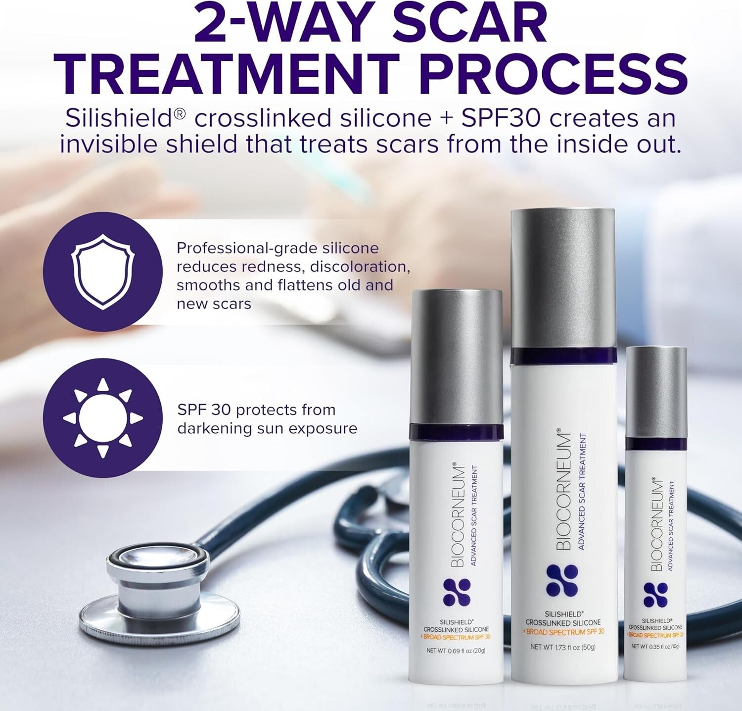 Water-Resistant Advanced Scar Solution with SPF 30 - Quick Results in 60 Days