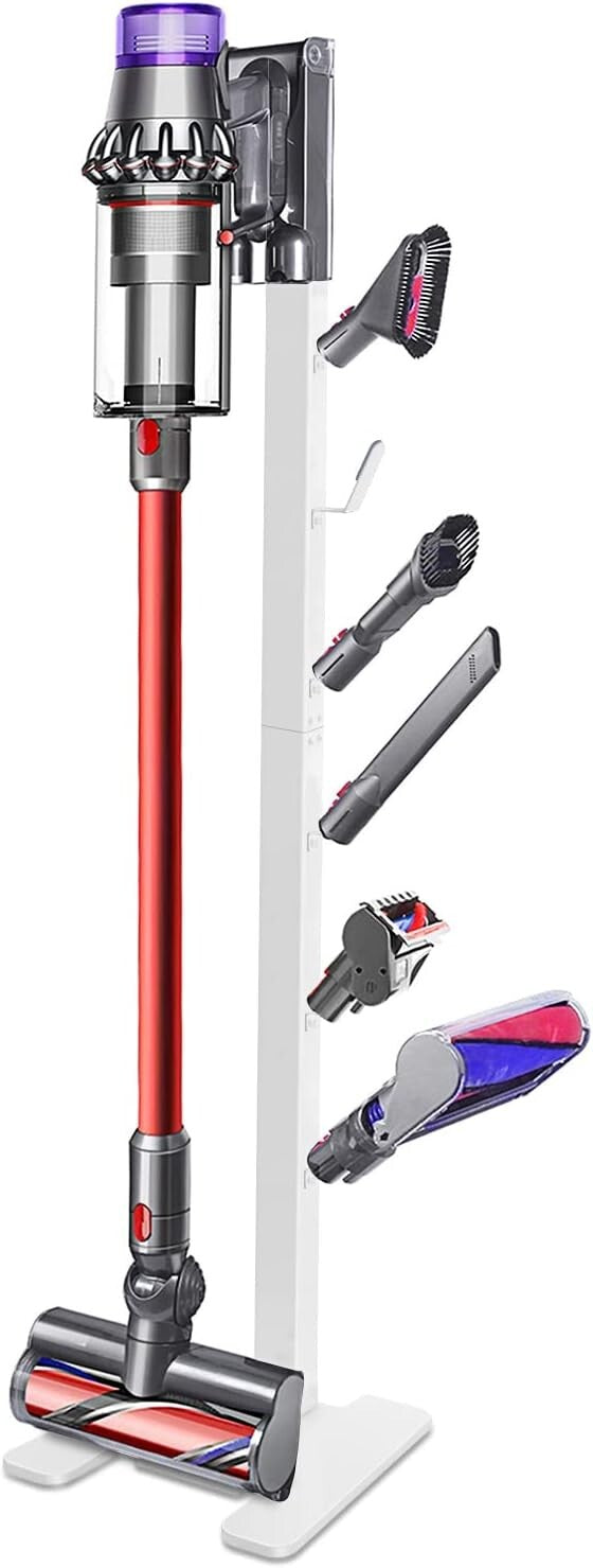 Sturdy Metal Organizer for Cordless Vacuums - 6 Hooks, No Wall Drilling Required
