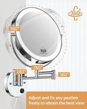 Load image into Gallery viewer, Modern 9-Inch Wall Mounted Magnifying Mirror with 3 Color Lighting Modes