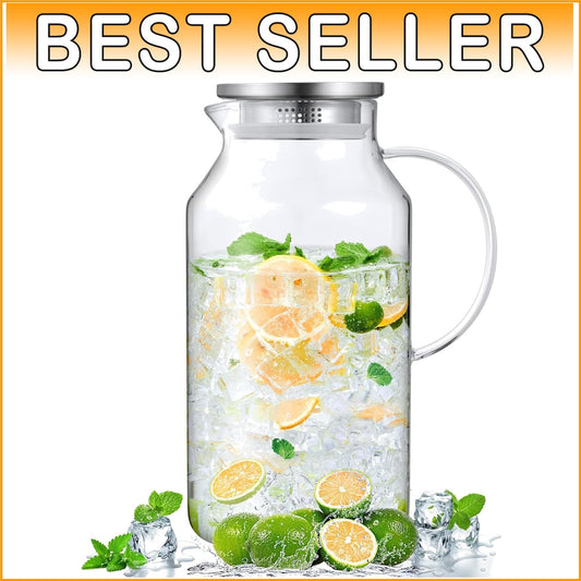 Versatile 1 Gallon Glass Water Jug with Stainless Steel Lid - Ideal for Parties