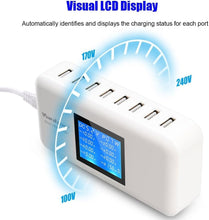 Load image into Gallery viewer, Smart 8-Port USB Charging Station - 2.4A Fast Charge and LCD Status Display