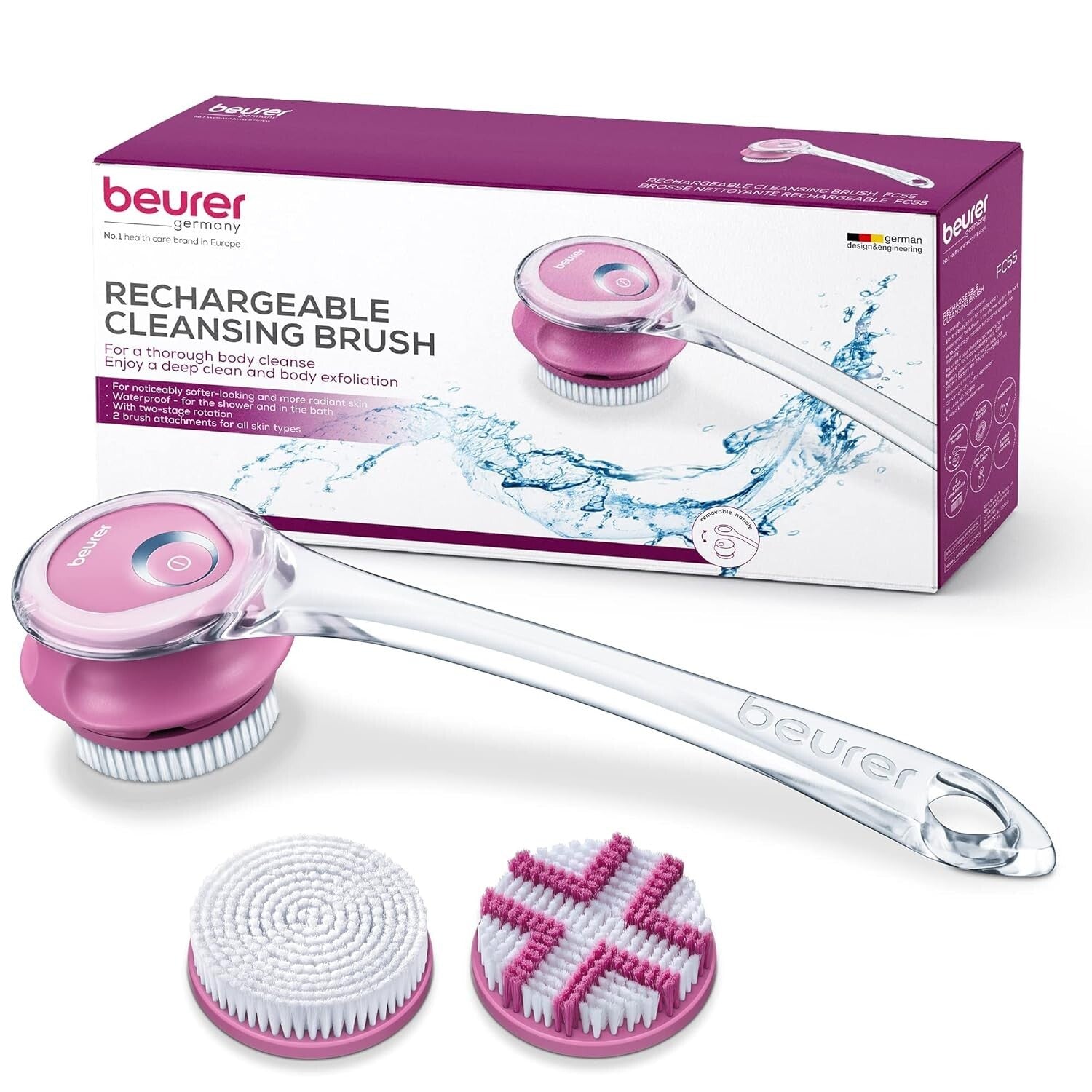 Electric Body Scrubber with Spinning Brush - Waterproof Exfoliation & Massage