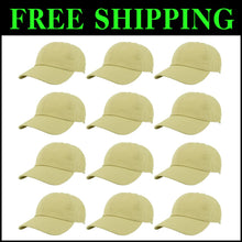 Load image into Gallery viewer, Wholesale Bulk of 12 Light Yellow 100% Cotton Adjustable Baseball Caps