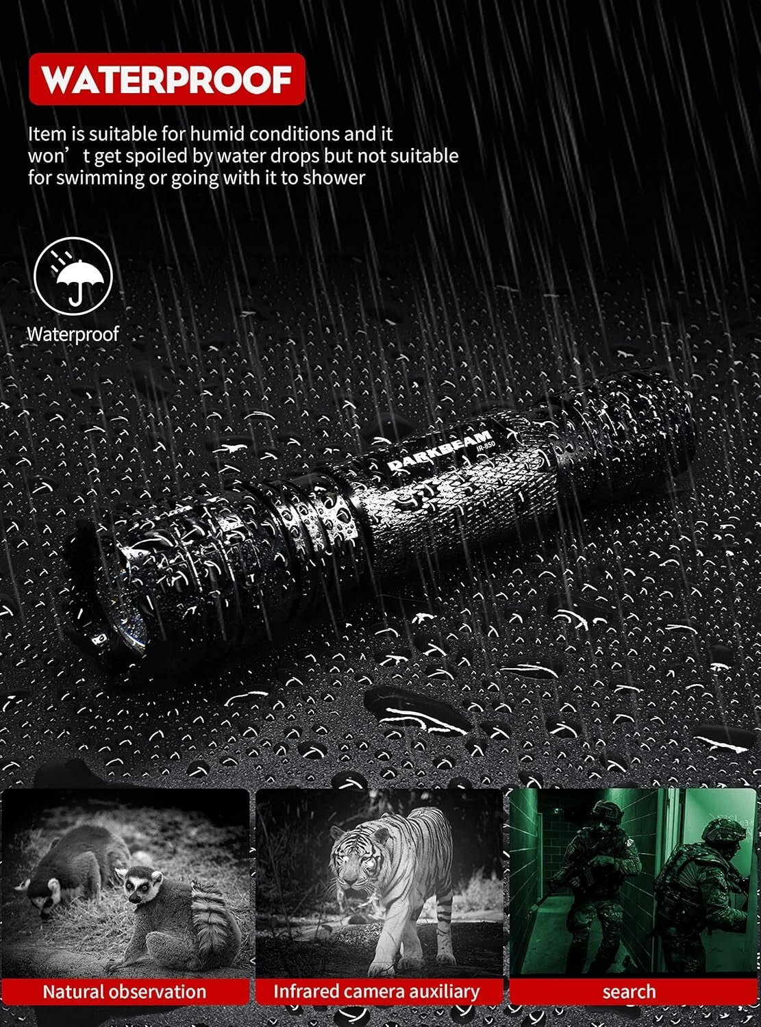 Adjustable Focus Infrared 850nm Flashlight - Perfect for Hunting and Observation