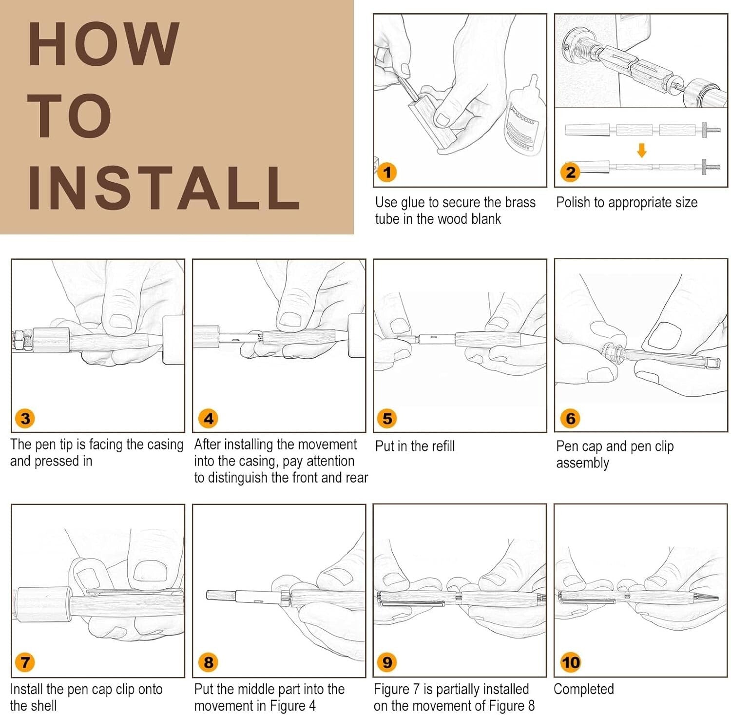 Durable 48 Pcs Slimline Pen Turning Kits - Includes Black Refills for Crafting
