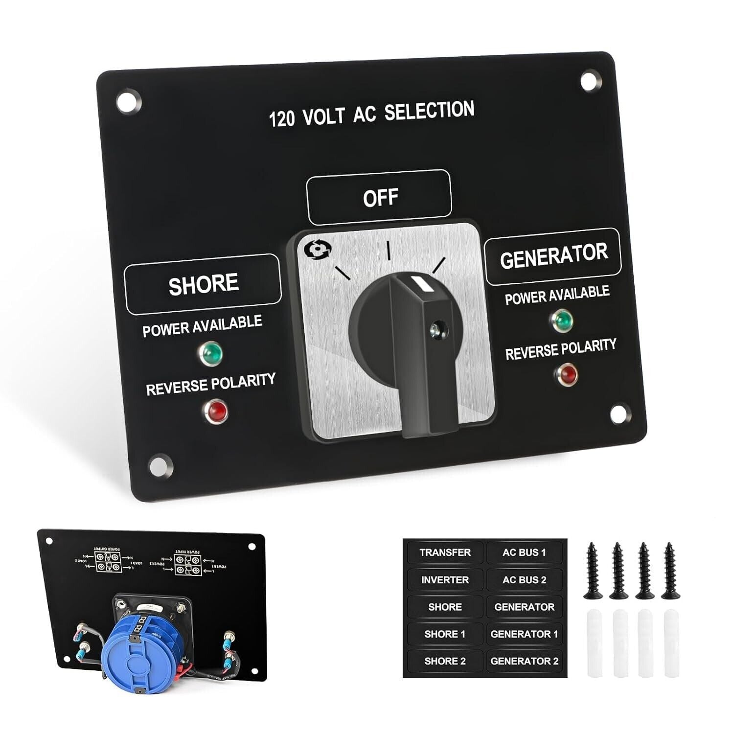Compact Rotary Selector Switch - 120V 30A with Reverse Polarity Indicator