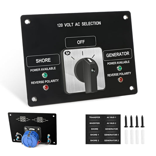 Compact Rotary Selector Switch - 120V 30A with Reverse Polarity Indicator