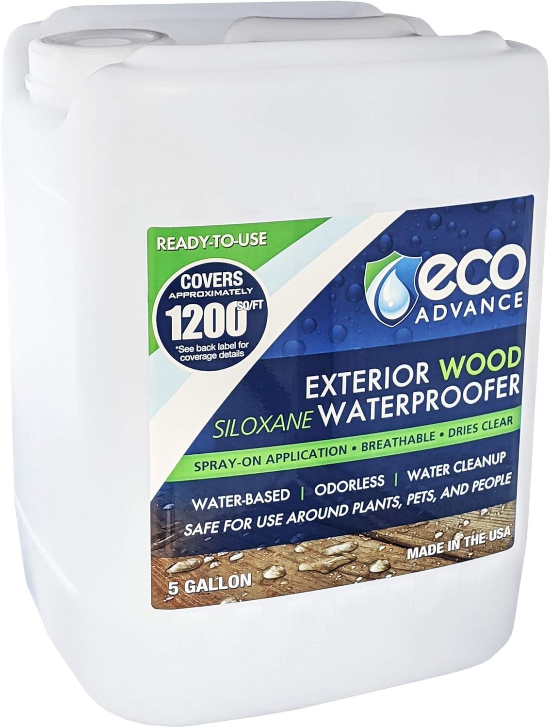 Clear Drying Outdoor Wood Waterproofing Spray - 5 Gallon Eco-Friendly Solution