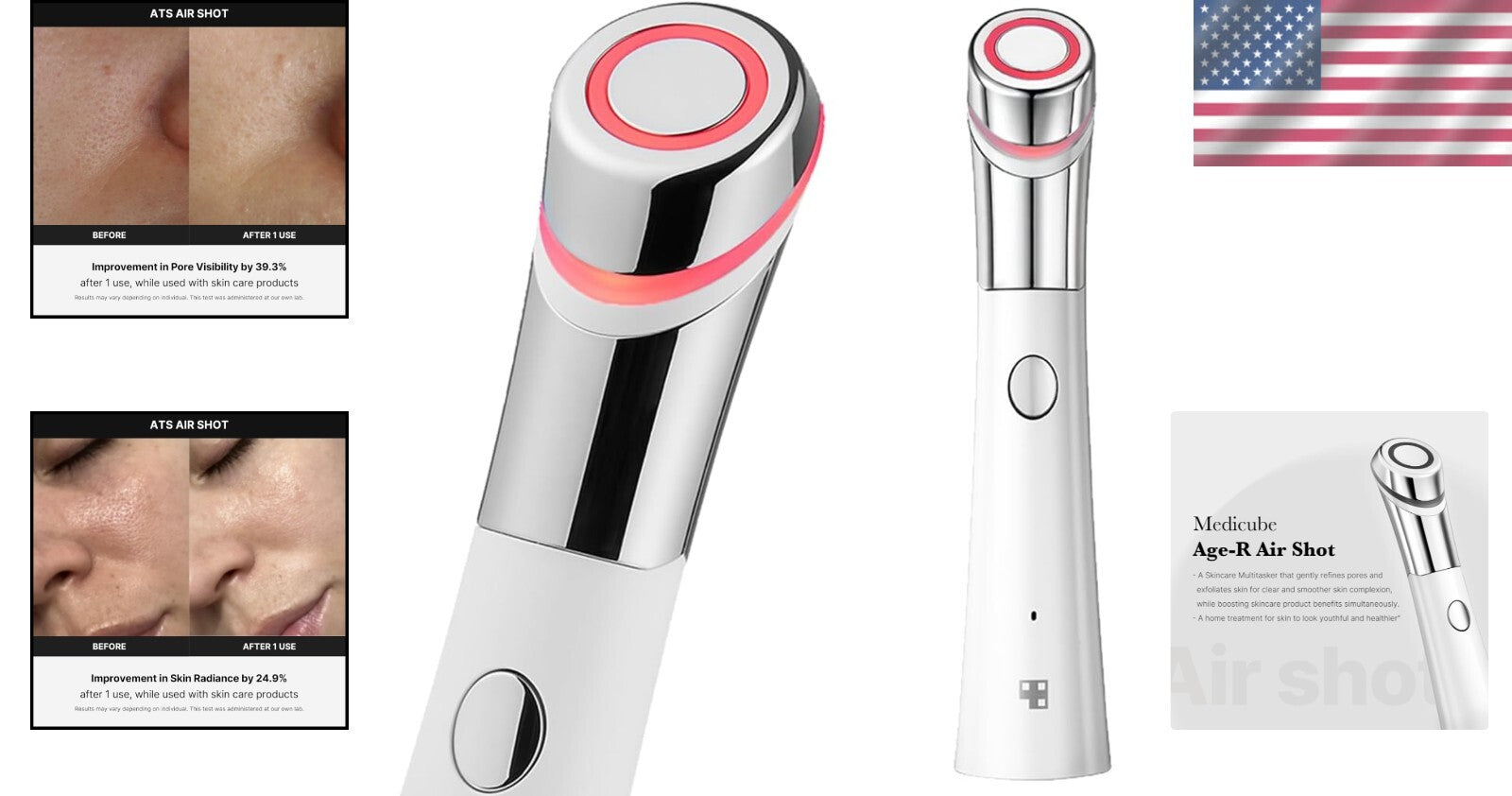 Microneedling Skin Care Device - Age-R ATS Air Shot for Exfoliation & Pore Ti...