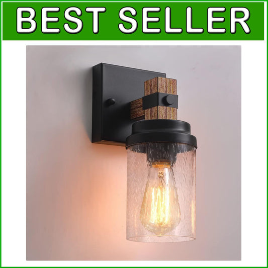 Chic Wall Sconce for Bathroom & Dining - Rustic 1-Light Fixture with Glass Shade