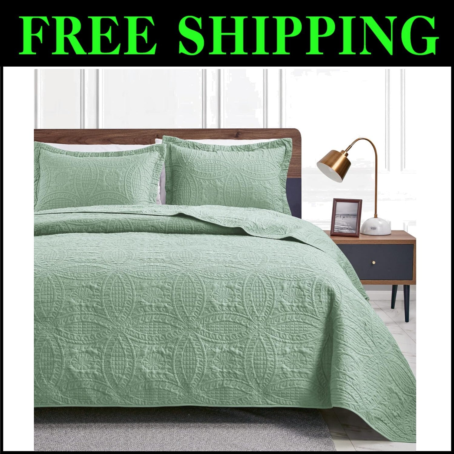 Modern Coin Pattern King Quilt Set - Soft, Durable Bedspread for All Seasons