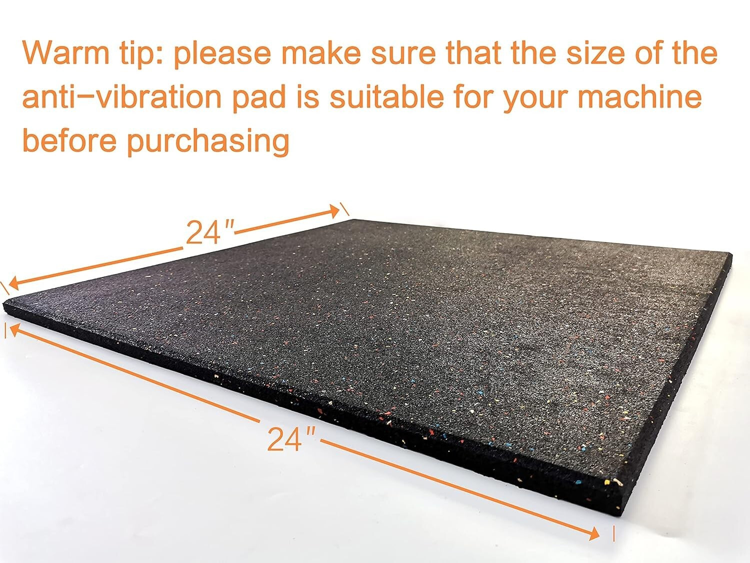 Rubber Vibration Absorbing Mat 24'' x 24'' - Ideal for Appliances & Fitness Gear