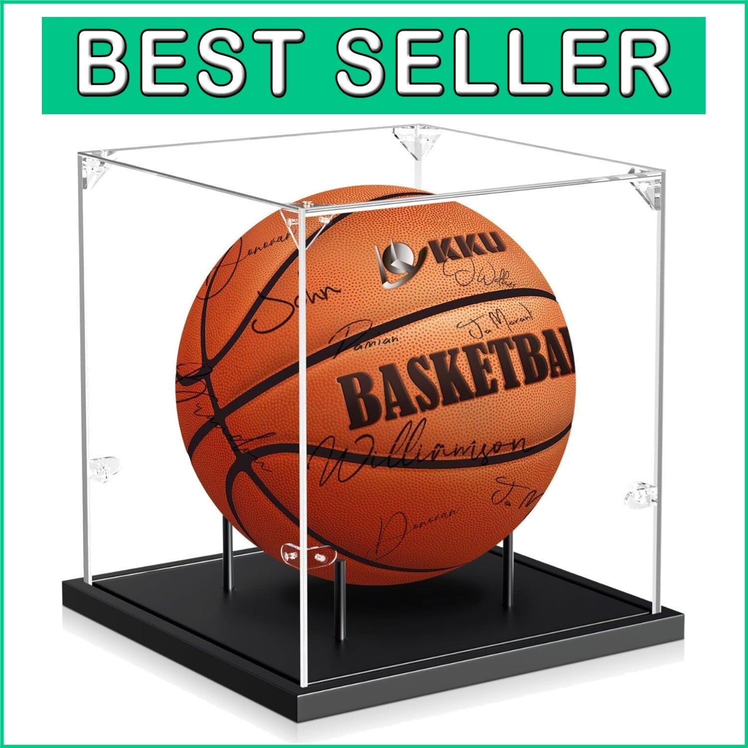 Stylish Clear Acrylic Display Case with Solid Wood for Autographed Collectibles