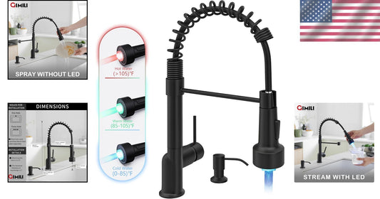360-Degree Swivel Kitchen Faucet with Dual Function LED Sprayer for Modern Homes