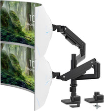 Load image into Gallery viewer, Heavy Duty Dual Monitor Arm for 17-49 inch Screens - Full Motion Articulating