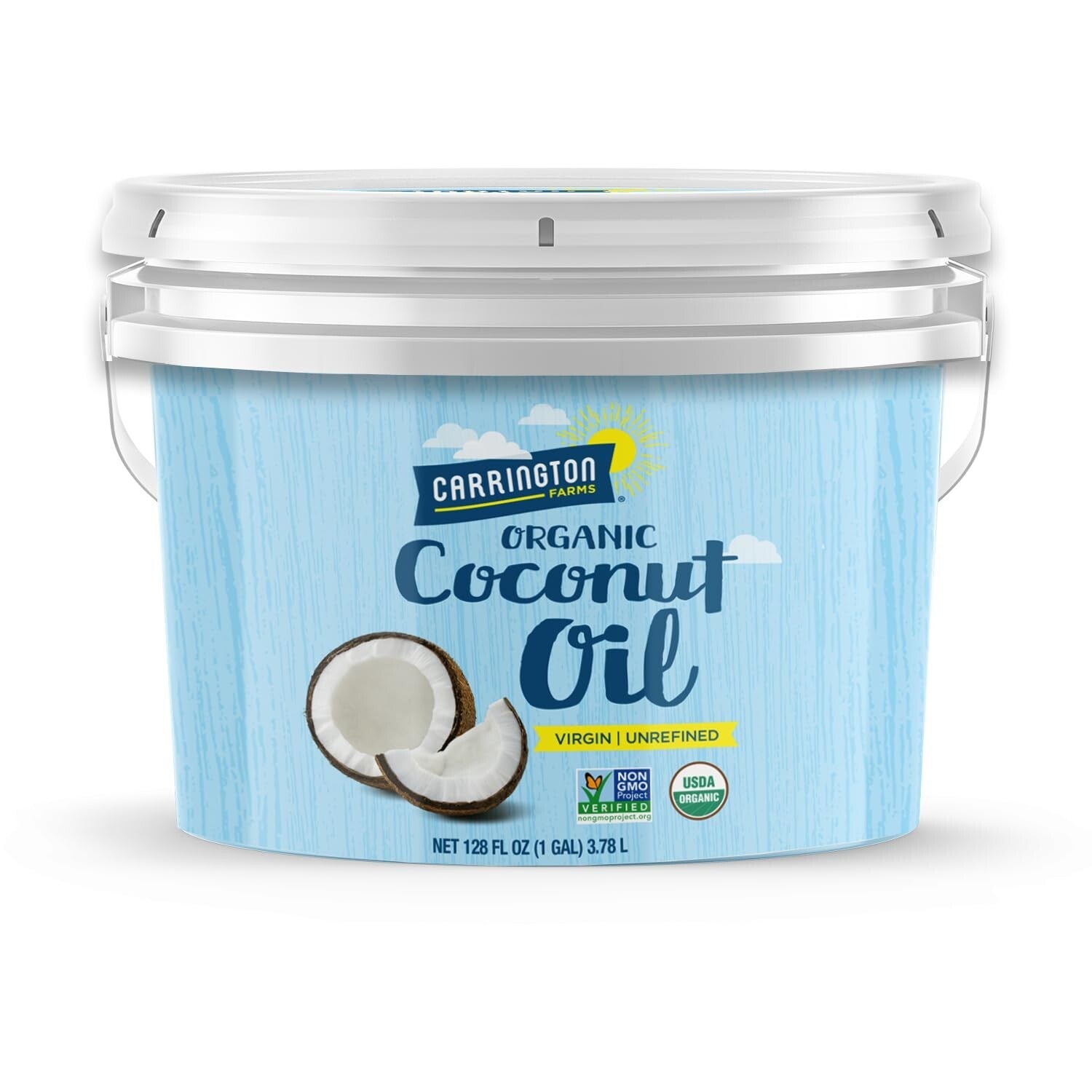 Unrefined Organic Coconut Oil - 1 Gallon (128 fl. oz.) for Cooking, Skin & Hair