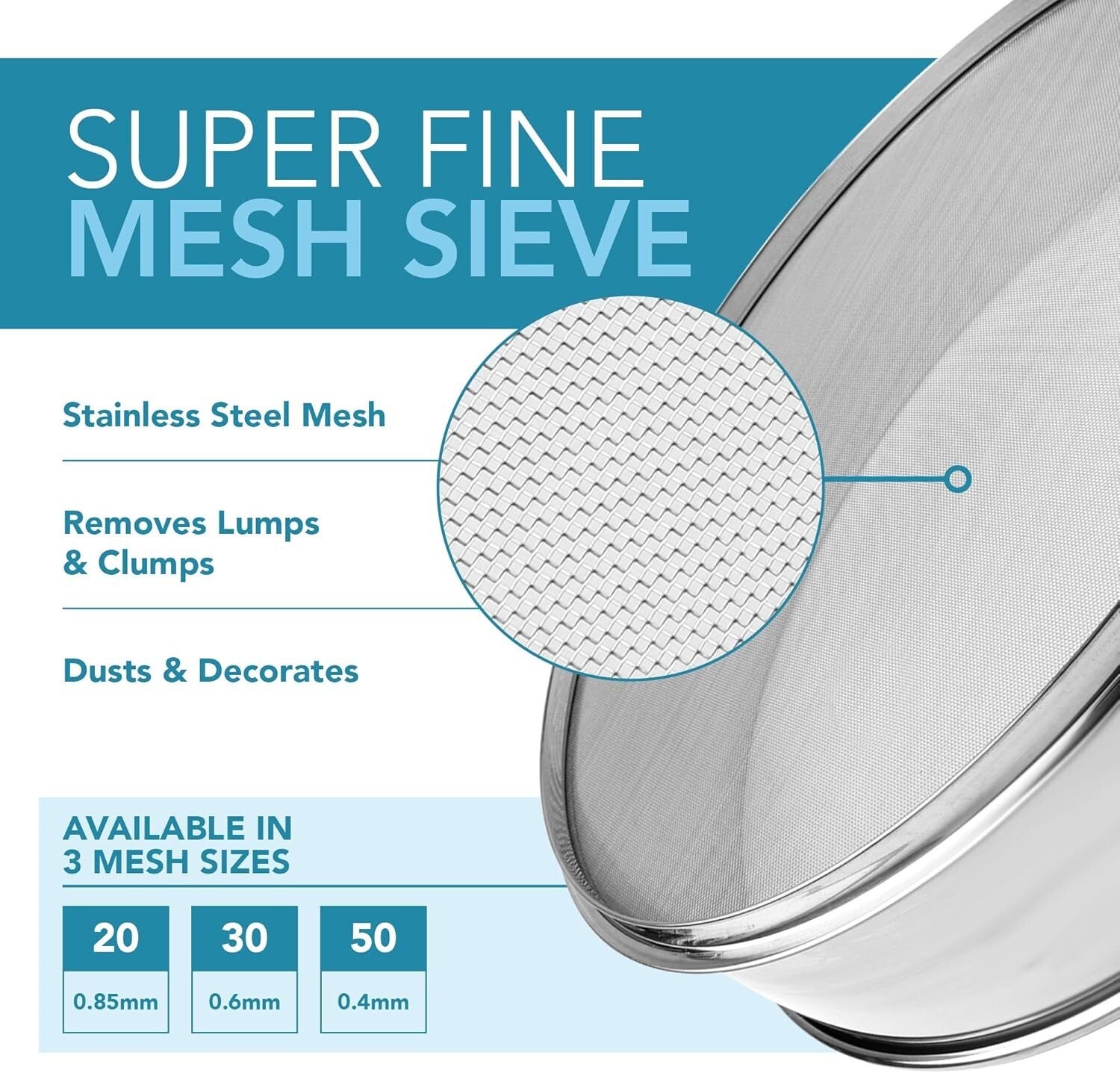 Heavy Duty 12" Dishwasher Safe Flour Sieve - Commercial-Grade Baking Essential