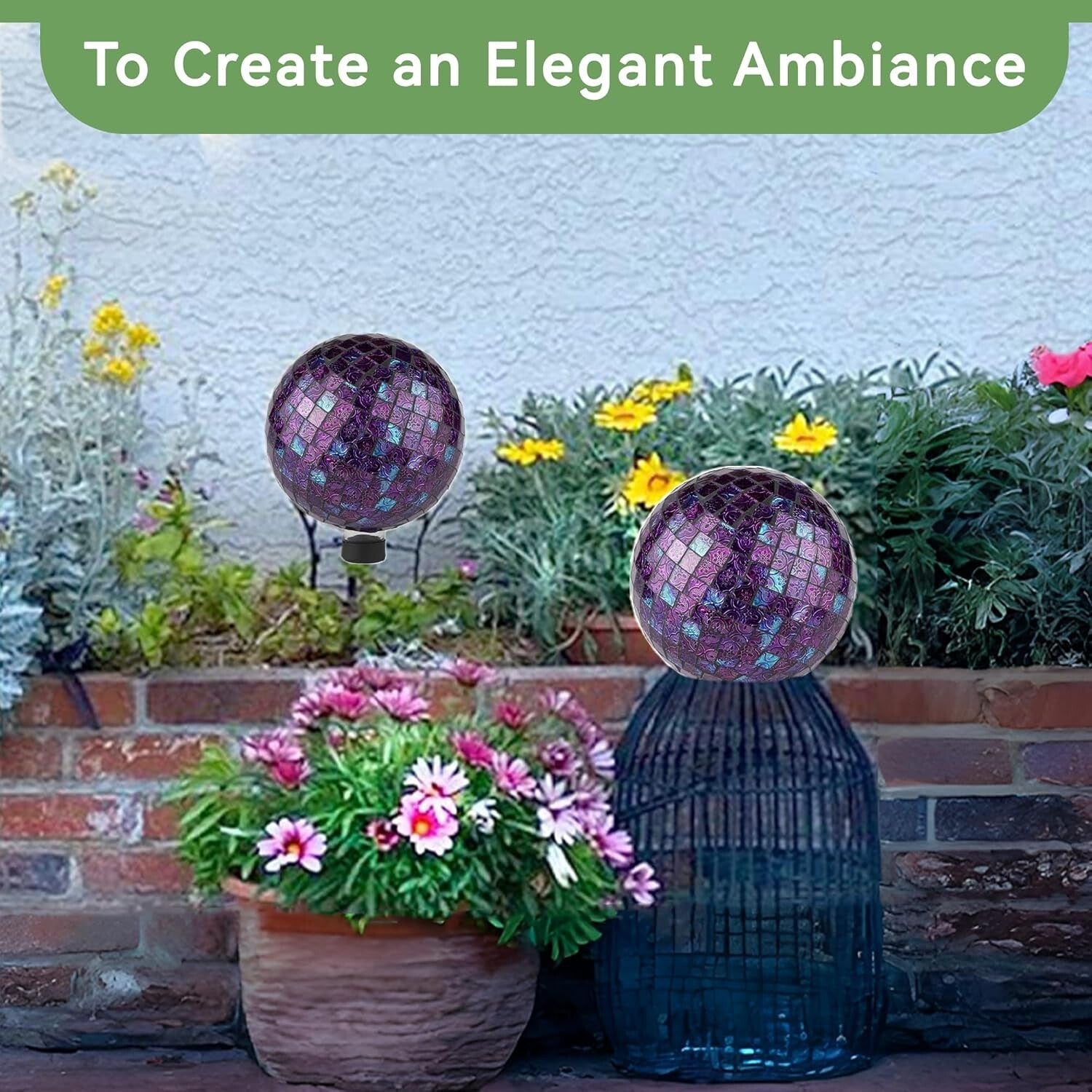 Enchanting Mosaic Gazing Ball - Holographic 10” Centerpiece for Outdoor Beauty