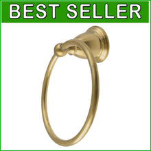 Load image into Gallery viewer, Heritage 6-Inch Round Towel Ring in Brushed Brass - Stylish Bathroom Essential