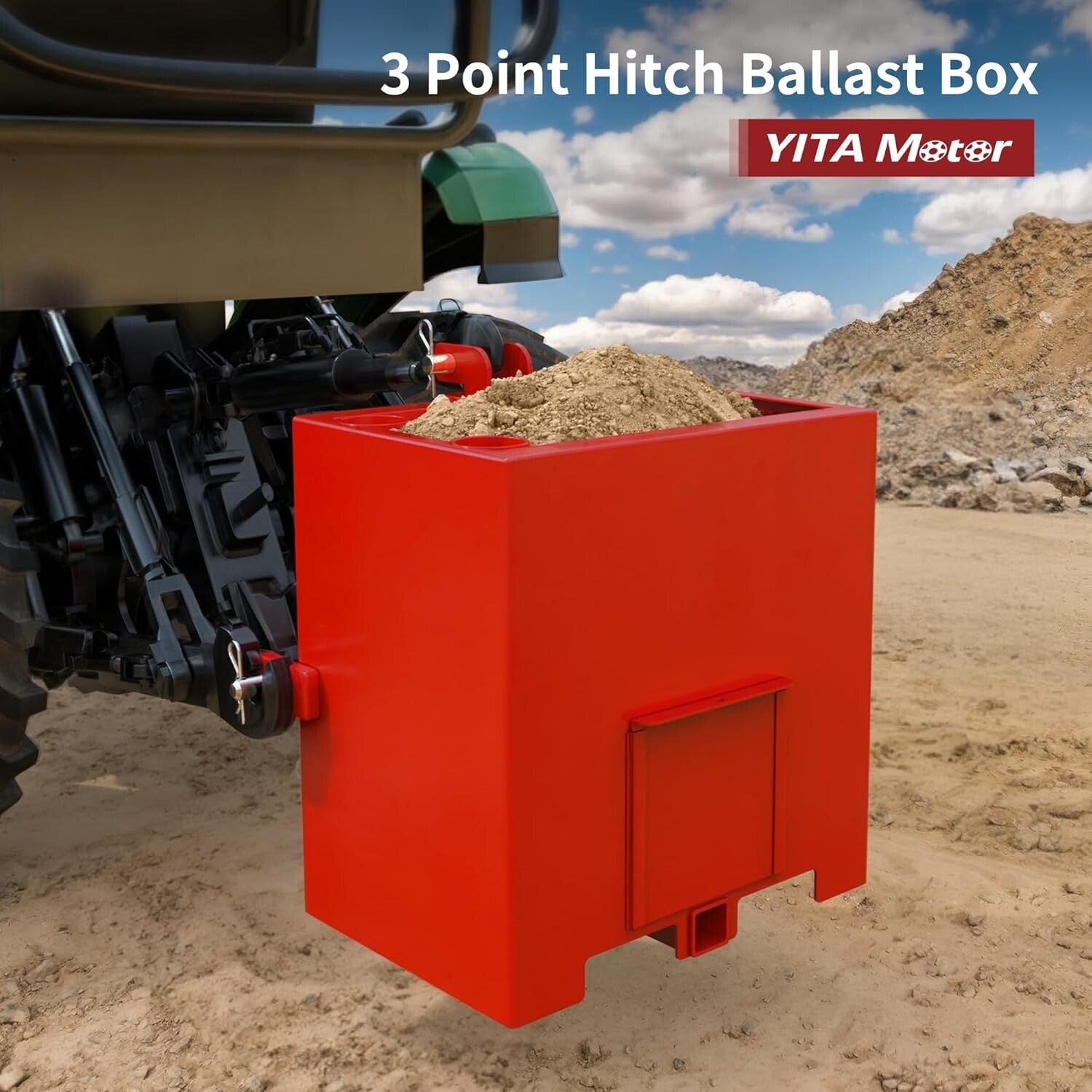 800 lbs Heavy Duty Tractor Ballast Box with Quick Hitch for Category 1 Tractors
