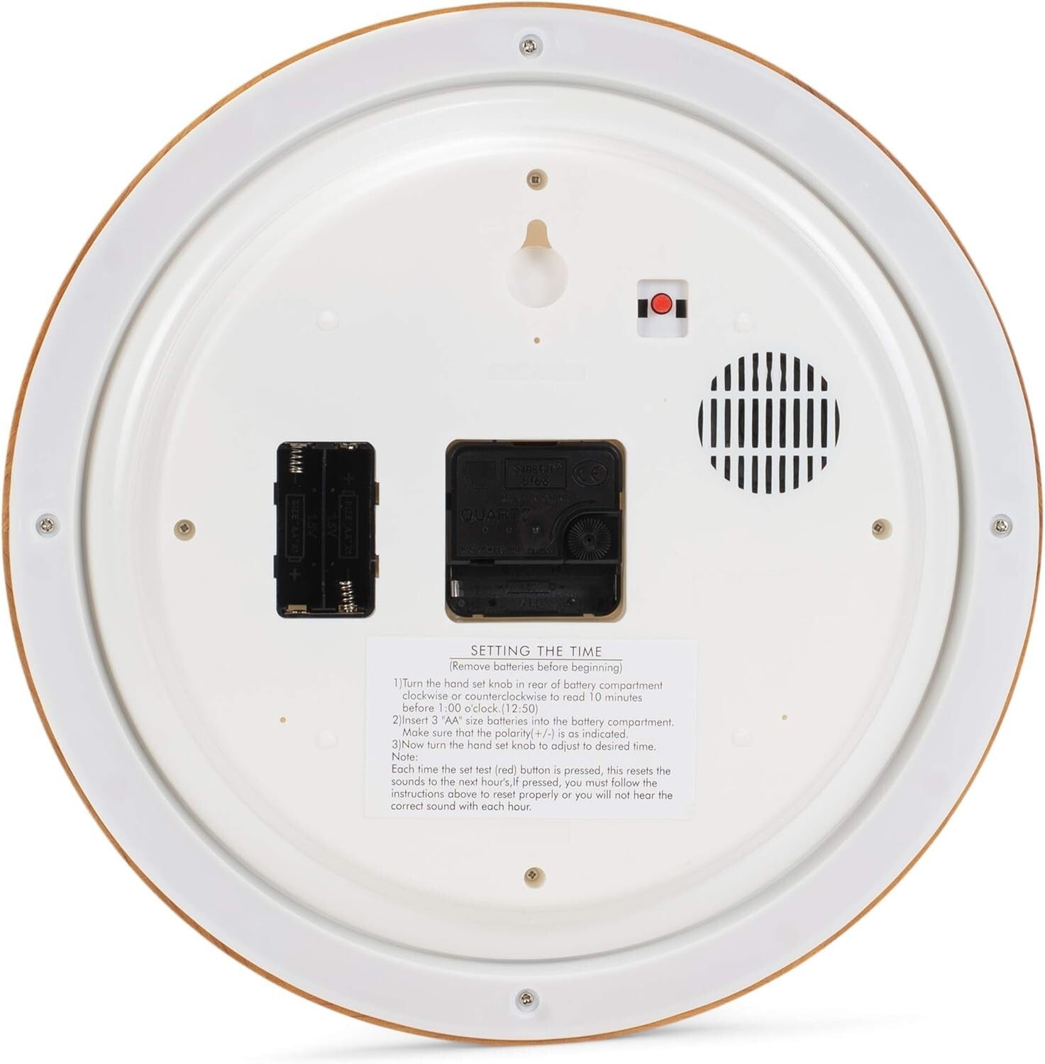 Educational Singing Bird Wall Clock with Light Sensor - 13 Inch Oak Frame