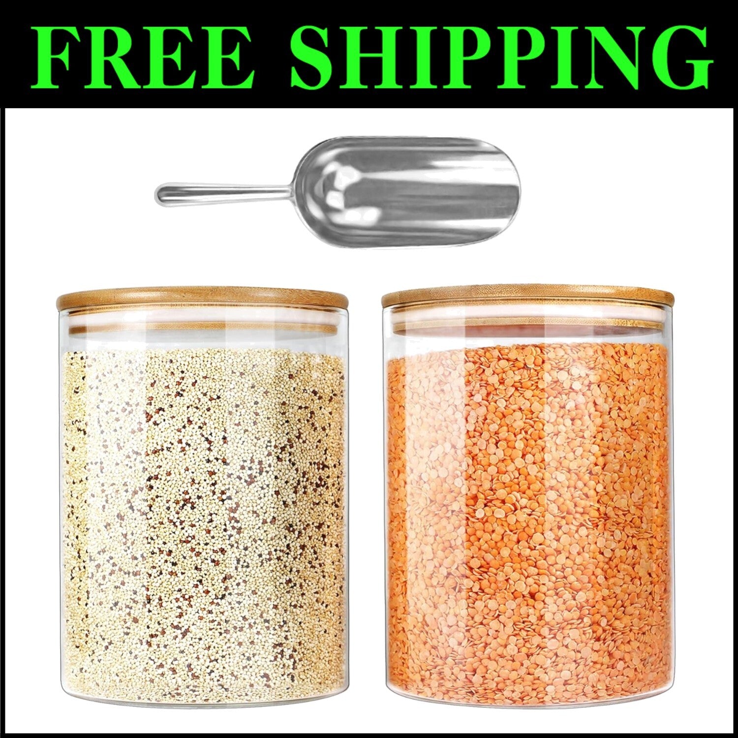 Eco-Friendly 100oz Glass Jars with Bamboo Lids - Perfect for Pantry Organization