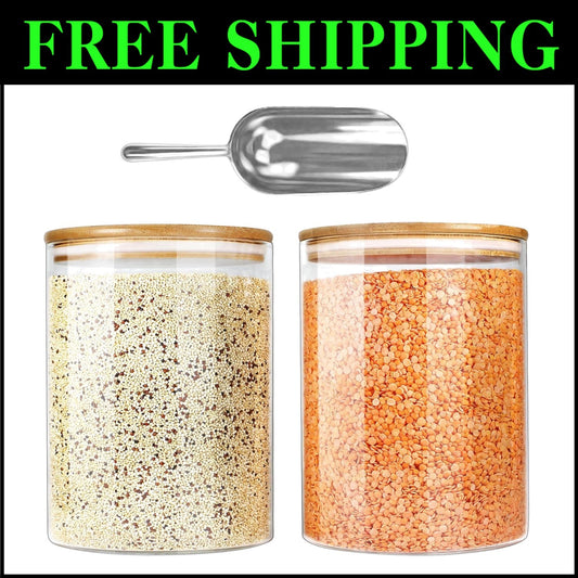 Eco-Friendly 100oz Glass Jars with Bamboo Lids - Perfect for Pantry Organization
