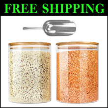 Load image into Gallery viewer, Eco-Friendly 100oz Glass Jars with Bamboo Lids - Perfect for Pantry Organization