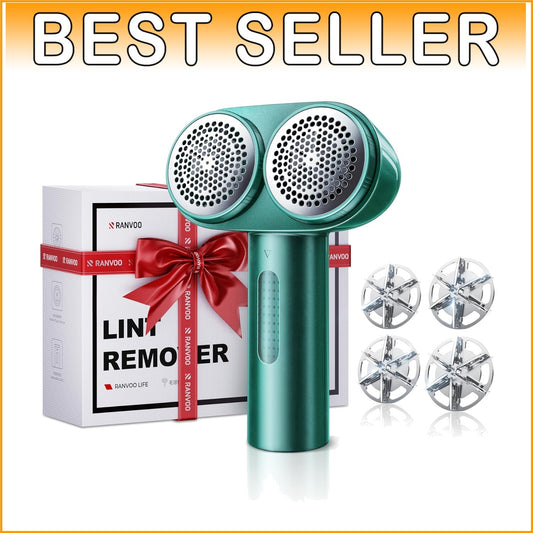 High-Speed Electric Lint Shaver with Dual Heads - Protects Delicate Fabrics