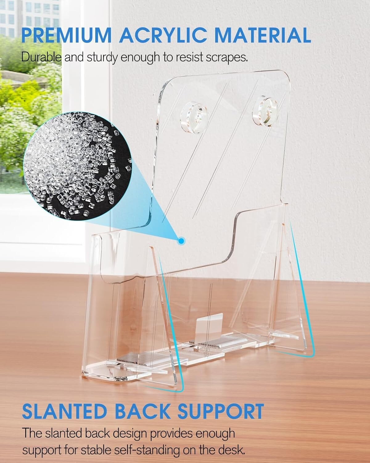 Multipurpose Clear Acrylic Flyer Holder 8.5 x 11 - Lightweight & Durable 4 Pack