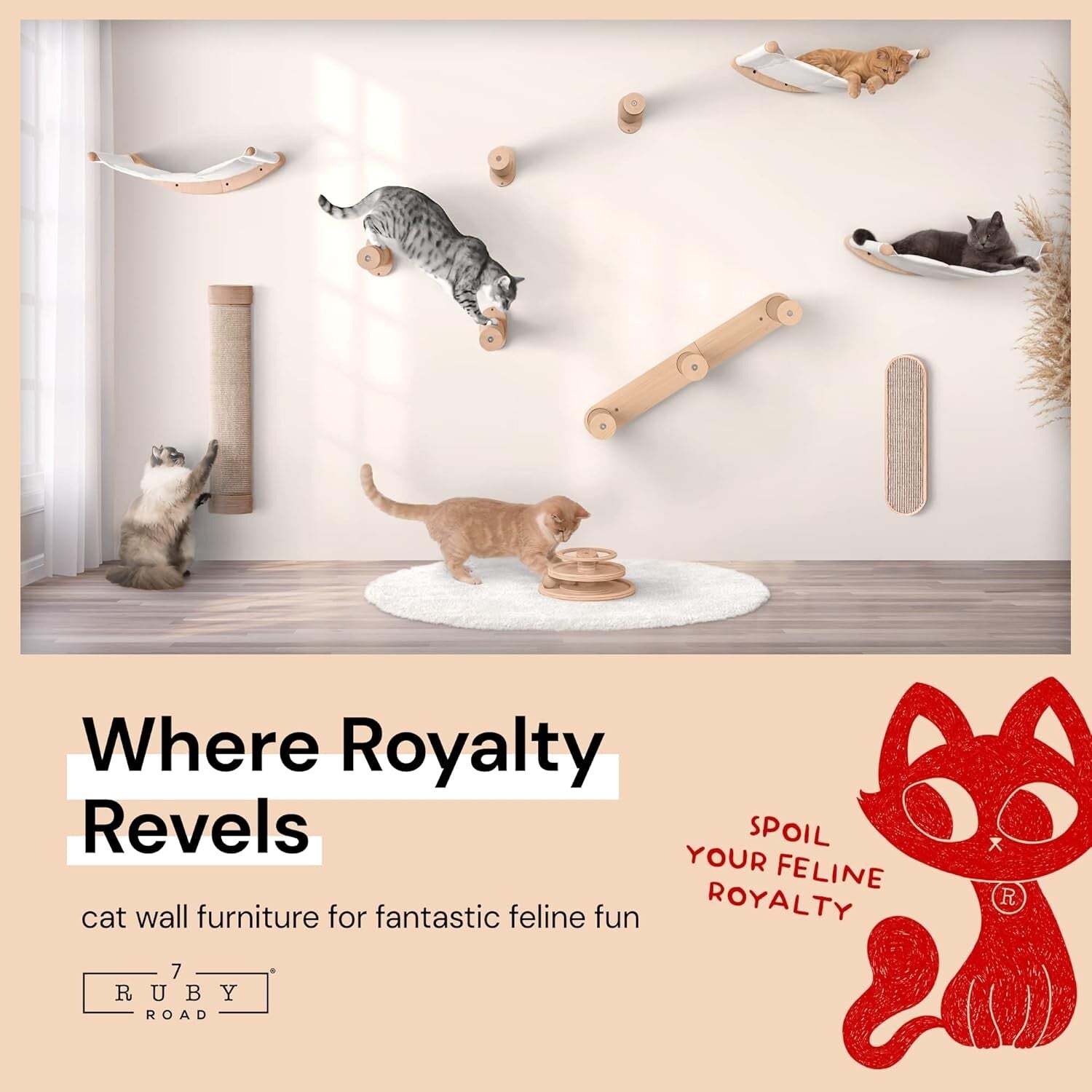 Sturdy Cat Hammock Shelf with Jute Rope Steps - Perfect for Climbing Play