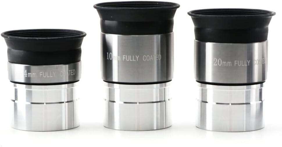 1.25 inch High-Grade Optical Telescope Eyepiece Set: Three Focal Lengths for All