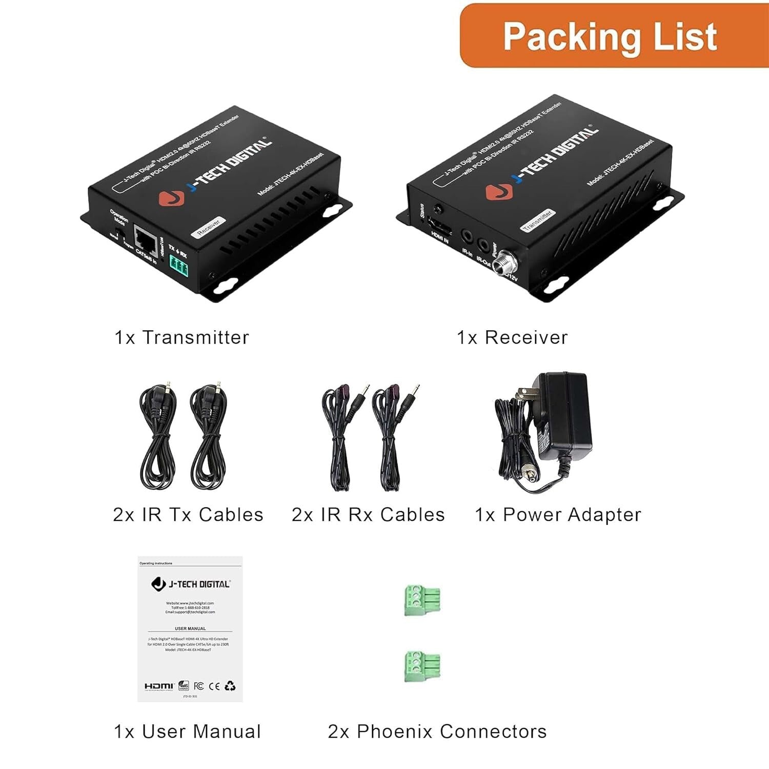 High-Performance 4K HDMI Extender - 230ft 1080P or 130ft 4K over Ethernet