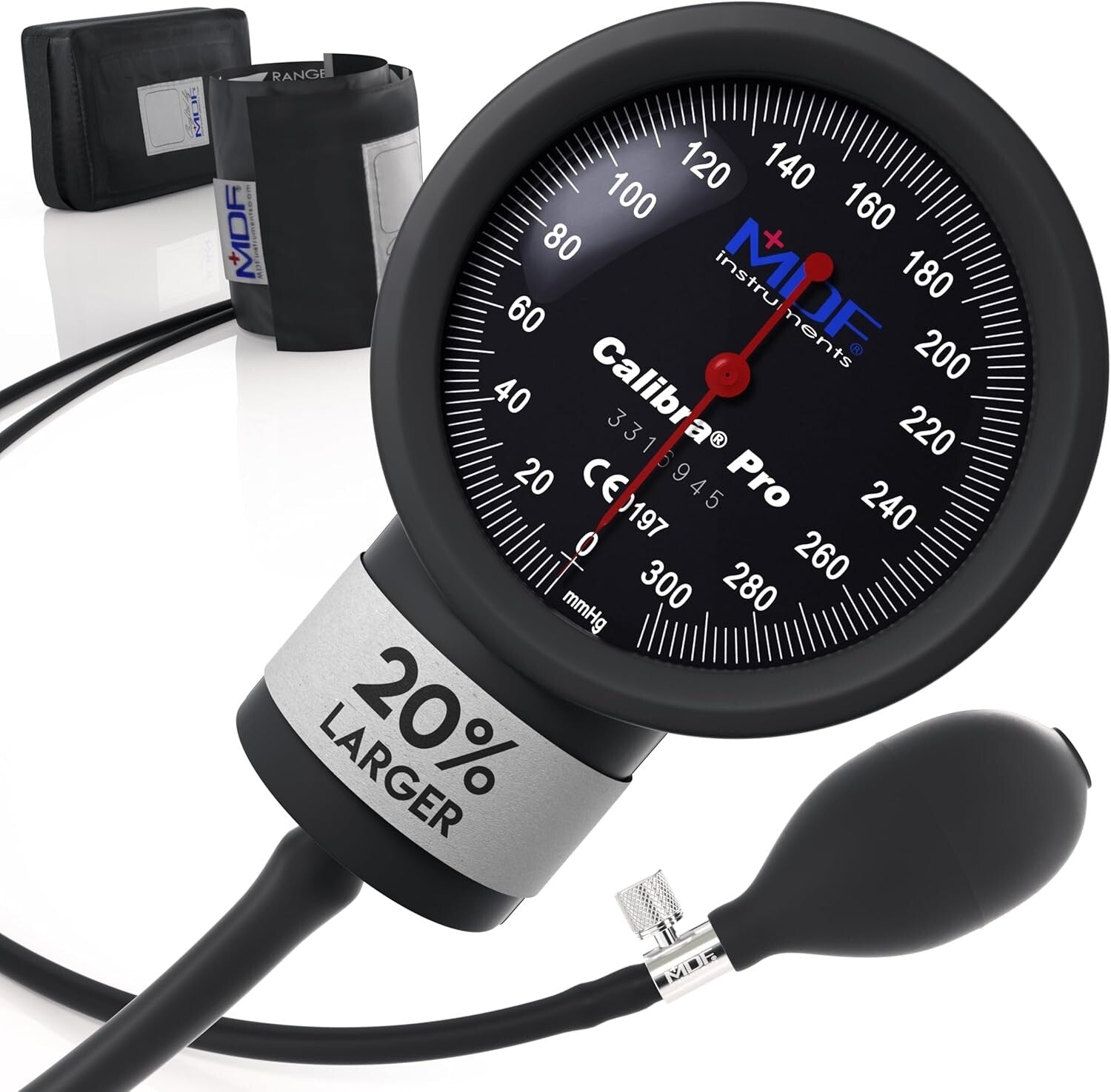 Extra Large Gauge Aneroid Sphygmomanometer with Durable Shock Guard & Adult Cuff