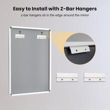 Load image into Gallery viewer, Large 24x36 Brushed Finish Aluminum Bathroom Mirror - Horizontal/Vertical Mount
