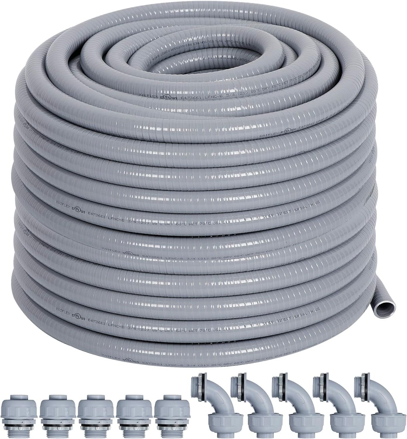 100 ft Liquid-Tight PVC Conduit Kit with Connectors for Safe Electrical Projects