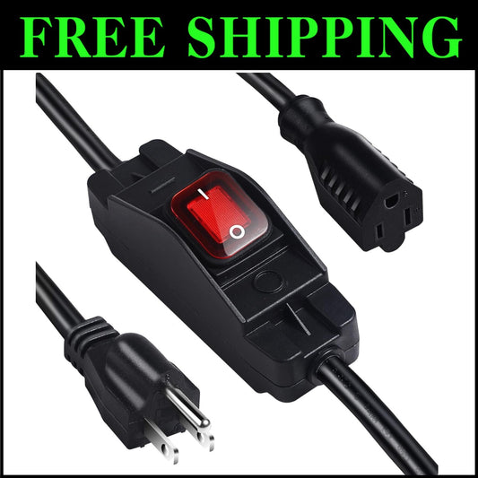 15 Ft Outdoor Waterproof Extension Cord with On/Off Switch, Heavy Duty 125V