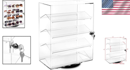 Premium 4-Tier Acrylic Display Case for Sunglasses & Collectibles - Rotating
