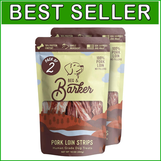 All-Natural Pork Jerky Dog Treats 10oz Pack of 2 - Diabetic-Friendly Snacks