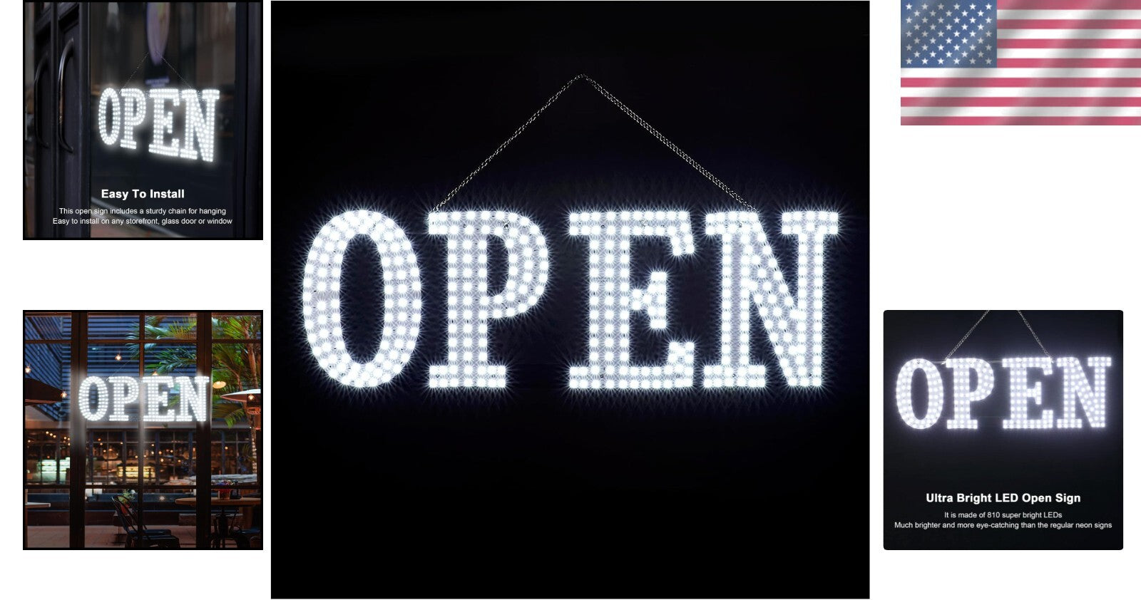 High Visibility LED Open Sign 40" x 14" - Ideal for Shops, Offices & Restaurants