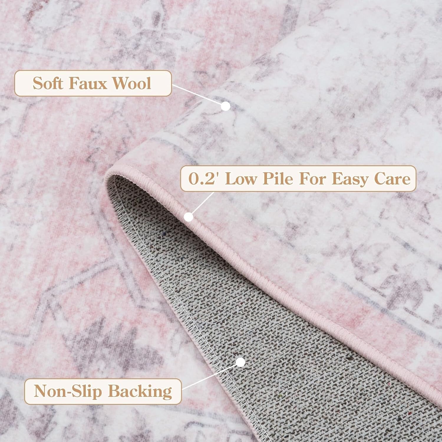 Stain-Resistant 10x14 Pink Rug - Soft, Braided Carpet for Living Room & Nursery