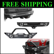 Load image into Gallery viewer, Stylish Jeep Wrangler JK Compatible Bumper with Built-In LED Lights &amp; D-Rings