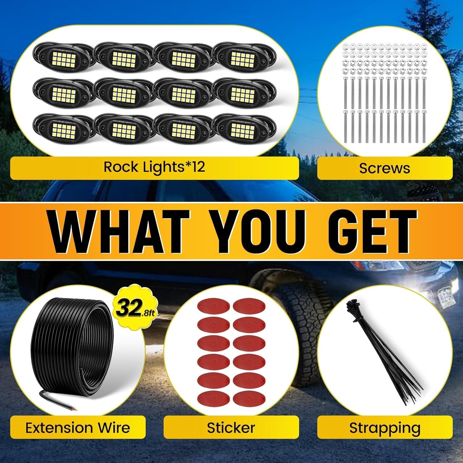 Bright Clear LED Pod Lights - Waterproof 12 Pods for Trucks and Offroad Use