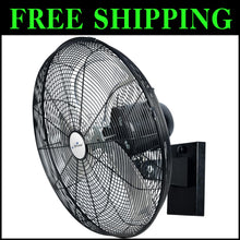 Load image into Gallery viewer, Adjustable 20" Black Wall-Mounted Oscillating Fan - Ideal for Garages &amp; Patios
