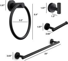 Load image into Gallery viewer, Effortless Wall-Mounted Bathroom Accessory Set - 4-Piece Matte Black Collection
