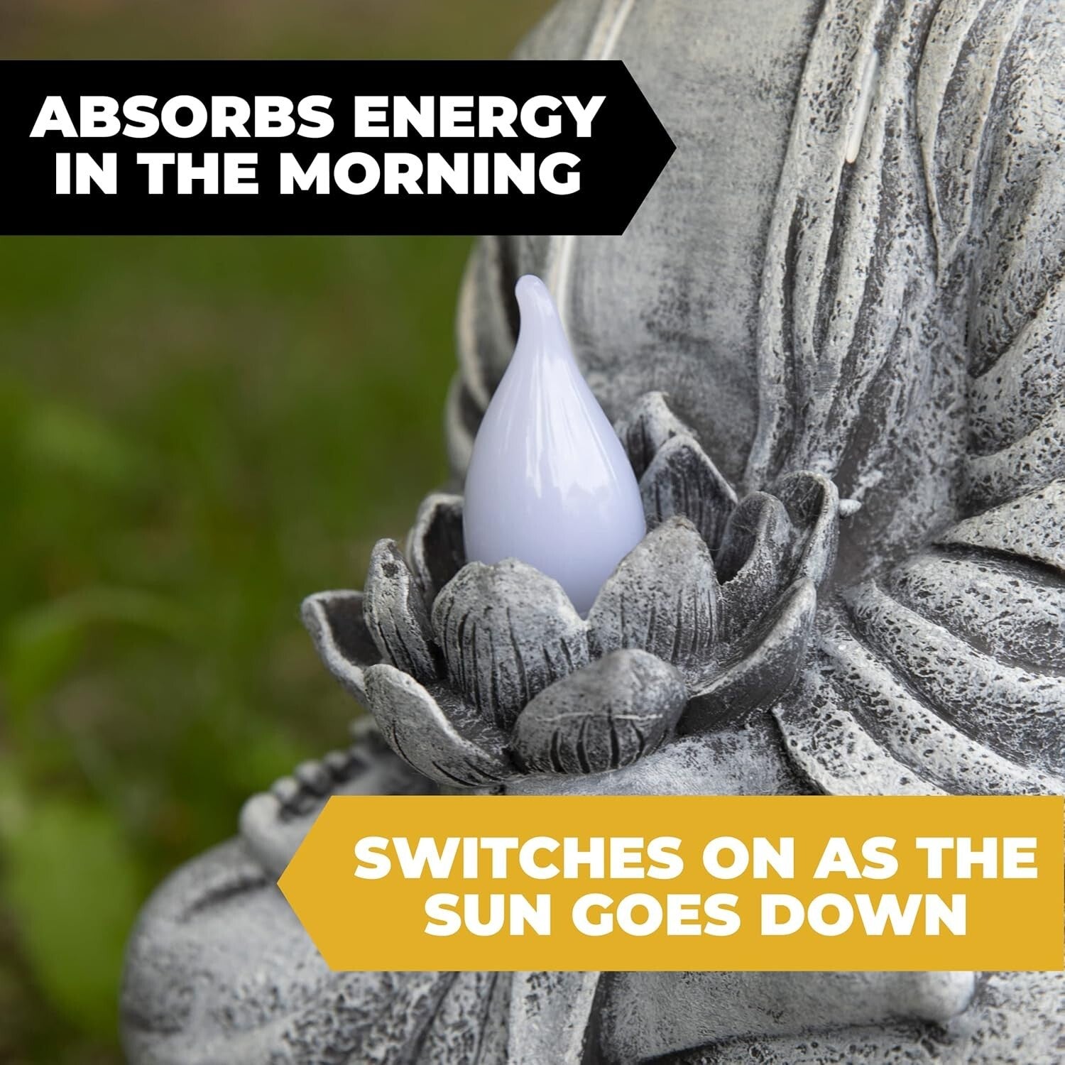 Elegant Solar Buddha Sculpture with LED Light - Perfect for Outdoor Zen Spaces