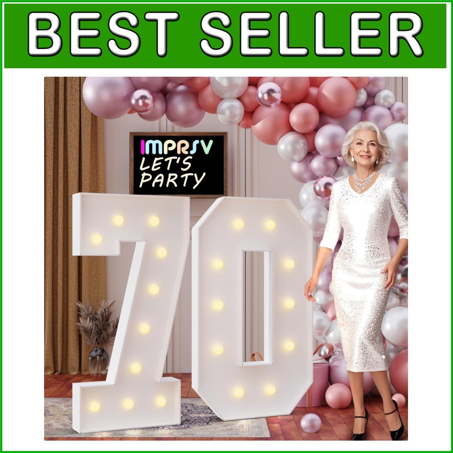 Customizable 4FT Marquee Numbers 70 - Perfect for Anniversaries & Birthdays