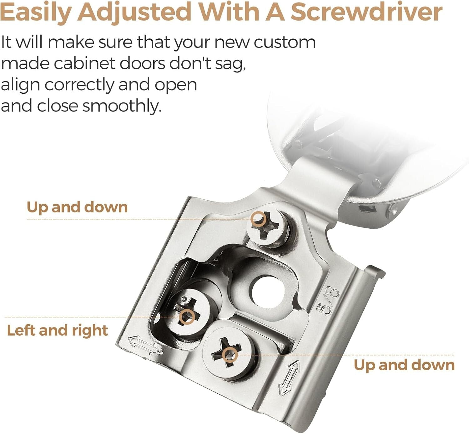 1-3/8 Inch Stainless Steel Soft Close Hinges - 30 Pack for Kitchen Cabinets