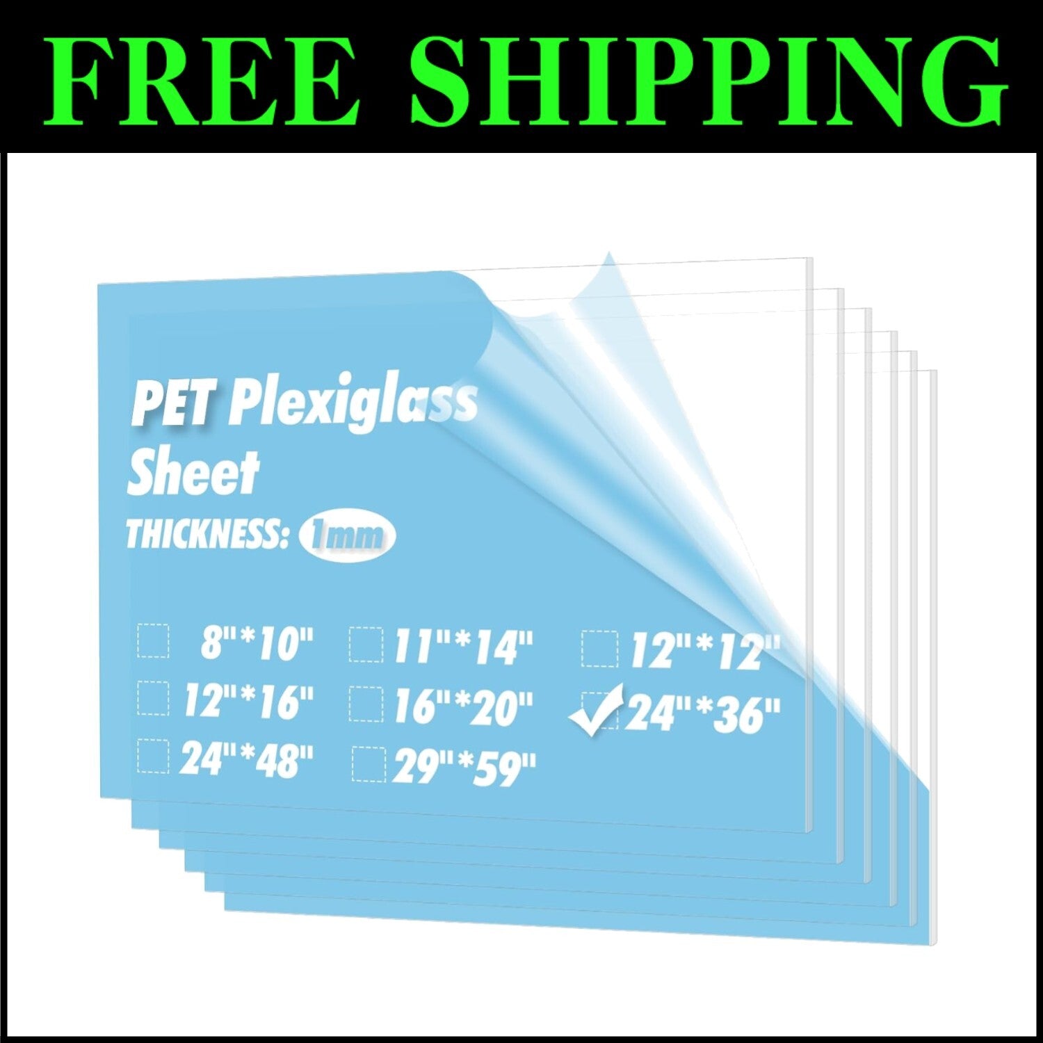 Versatile 5-Pack of 24"x36" Clear PET Sheets - Perfect for Signage & Frames