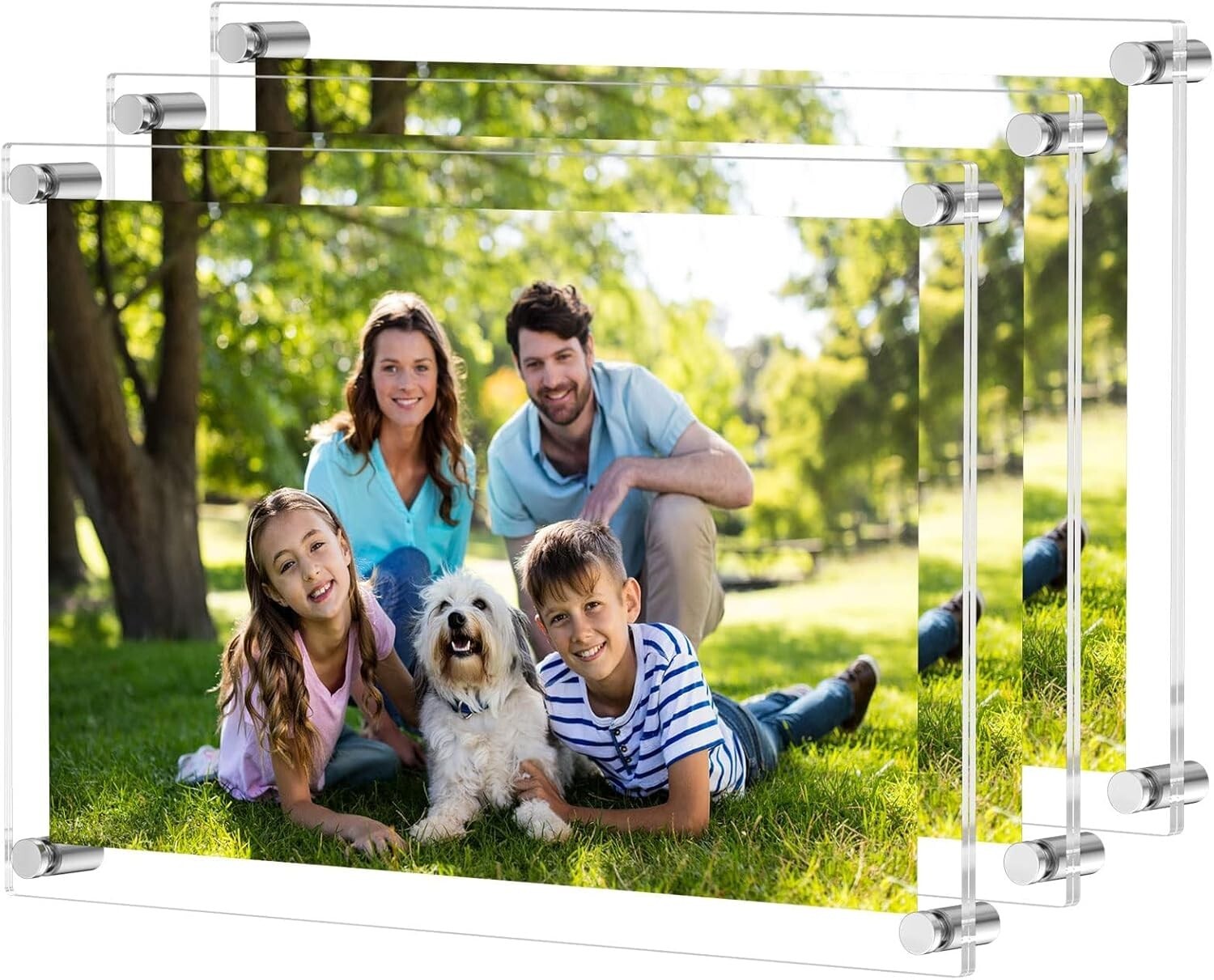 Double Panel Metallic Acrylic Frames for Certificates & Photos - 3-Pack